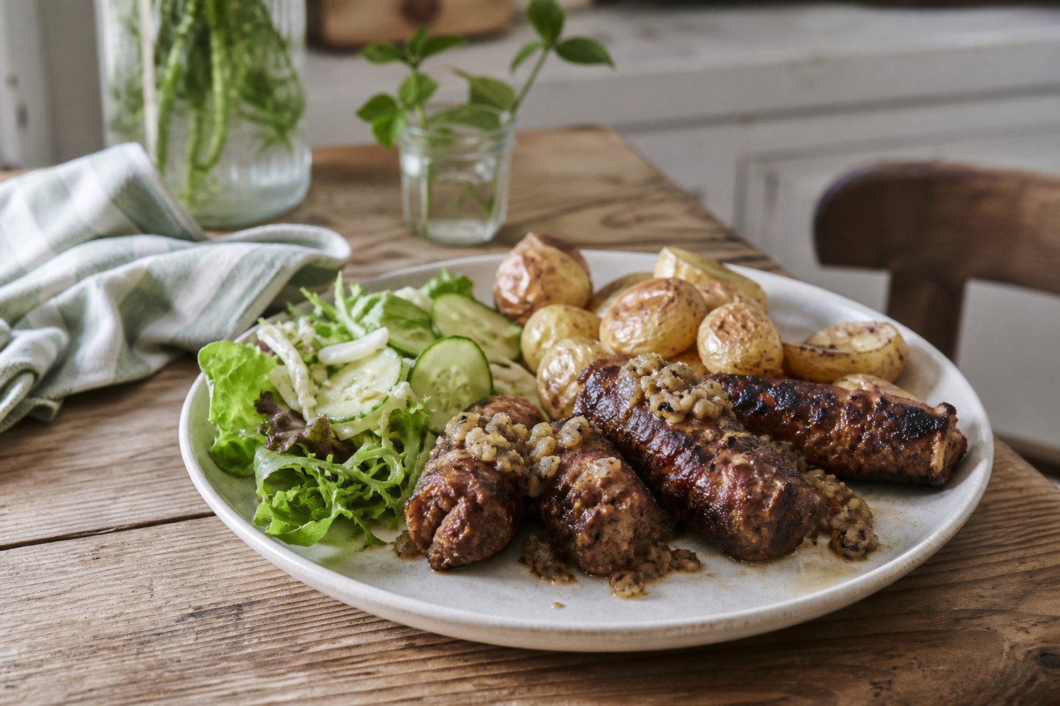 Boomstammetjes van de BBQ met mosterd-ui