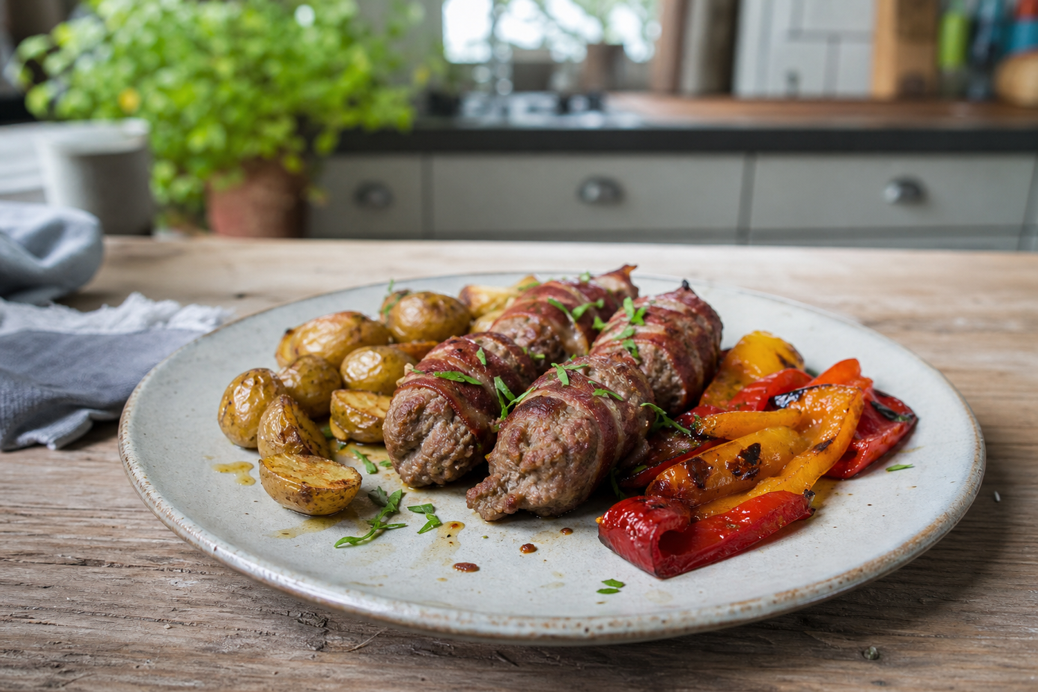 Boomstammetjes uit de oven met paprika en aardappel