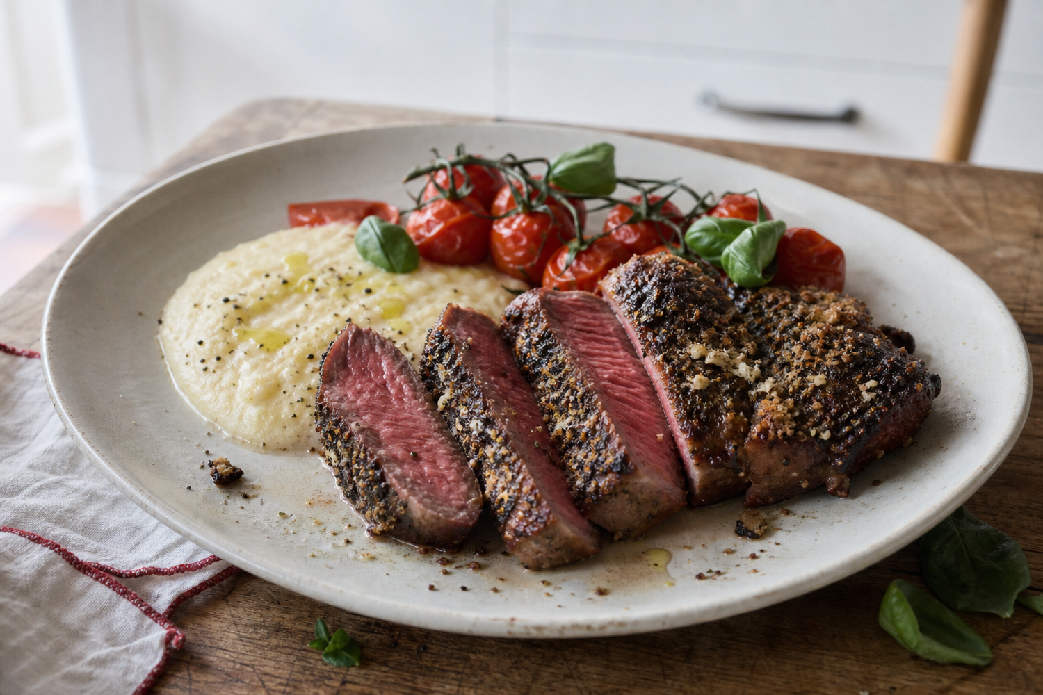 Rosé entrecote uit de oven met harde korst
