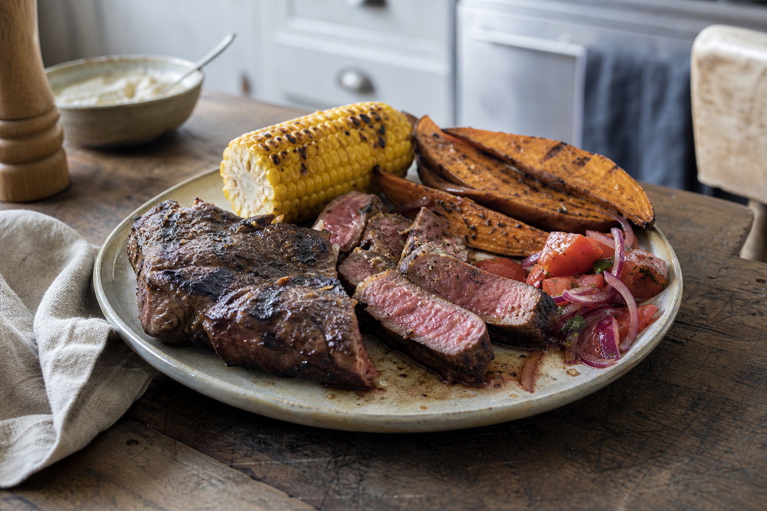 Entrecote van de BBQ met reverse sear