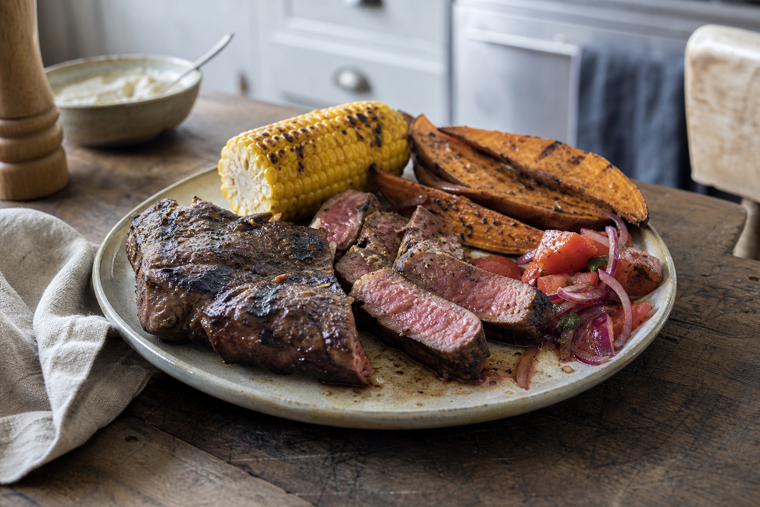 Entrecote van de BBQ met reverse sear