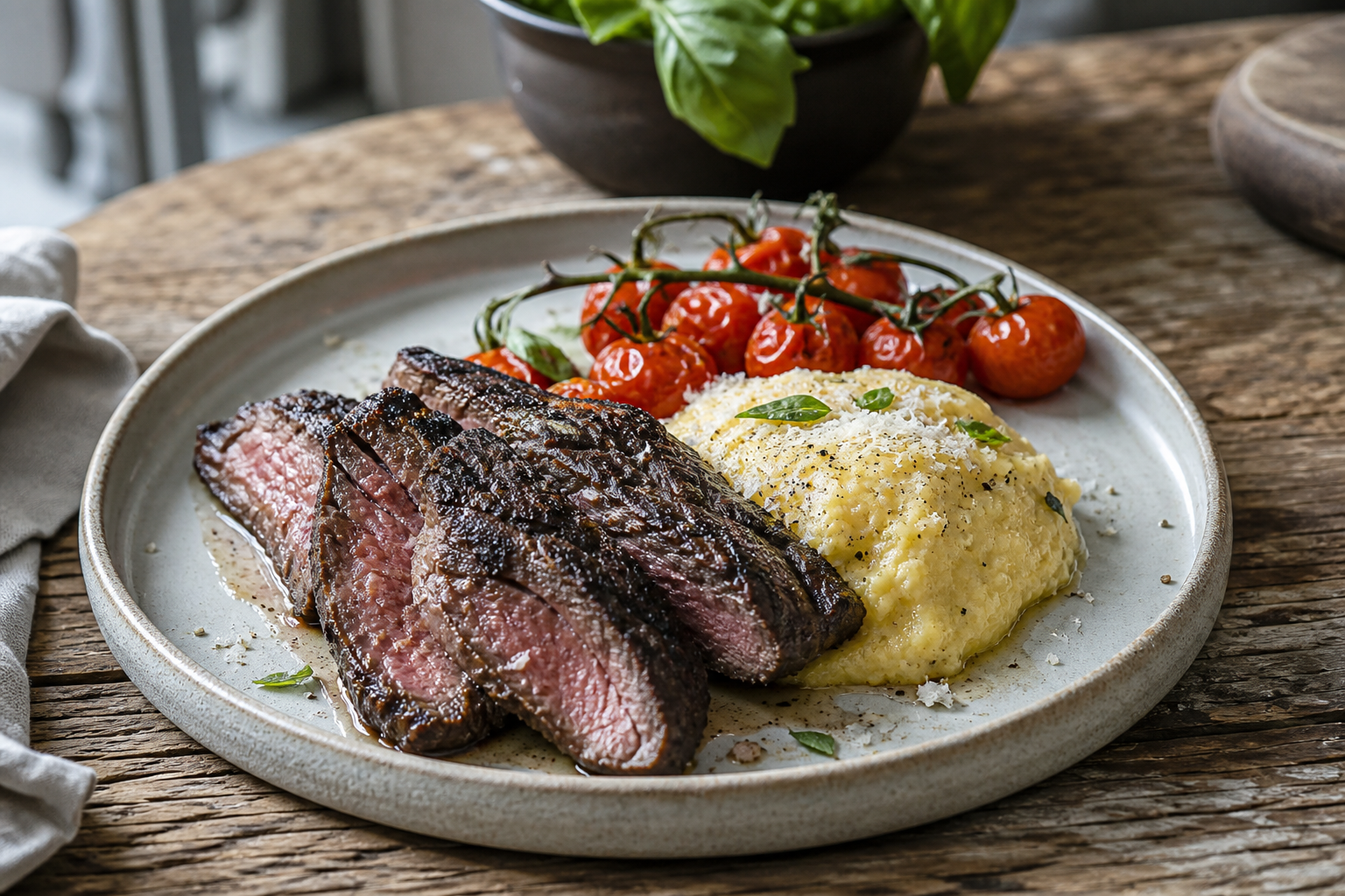 Reverse sear flat iron van de BBQ