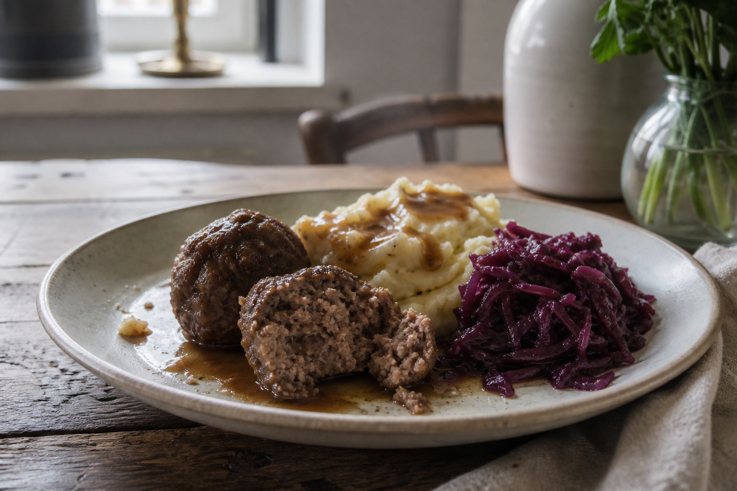 Sappige rundergehaktballen in jus