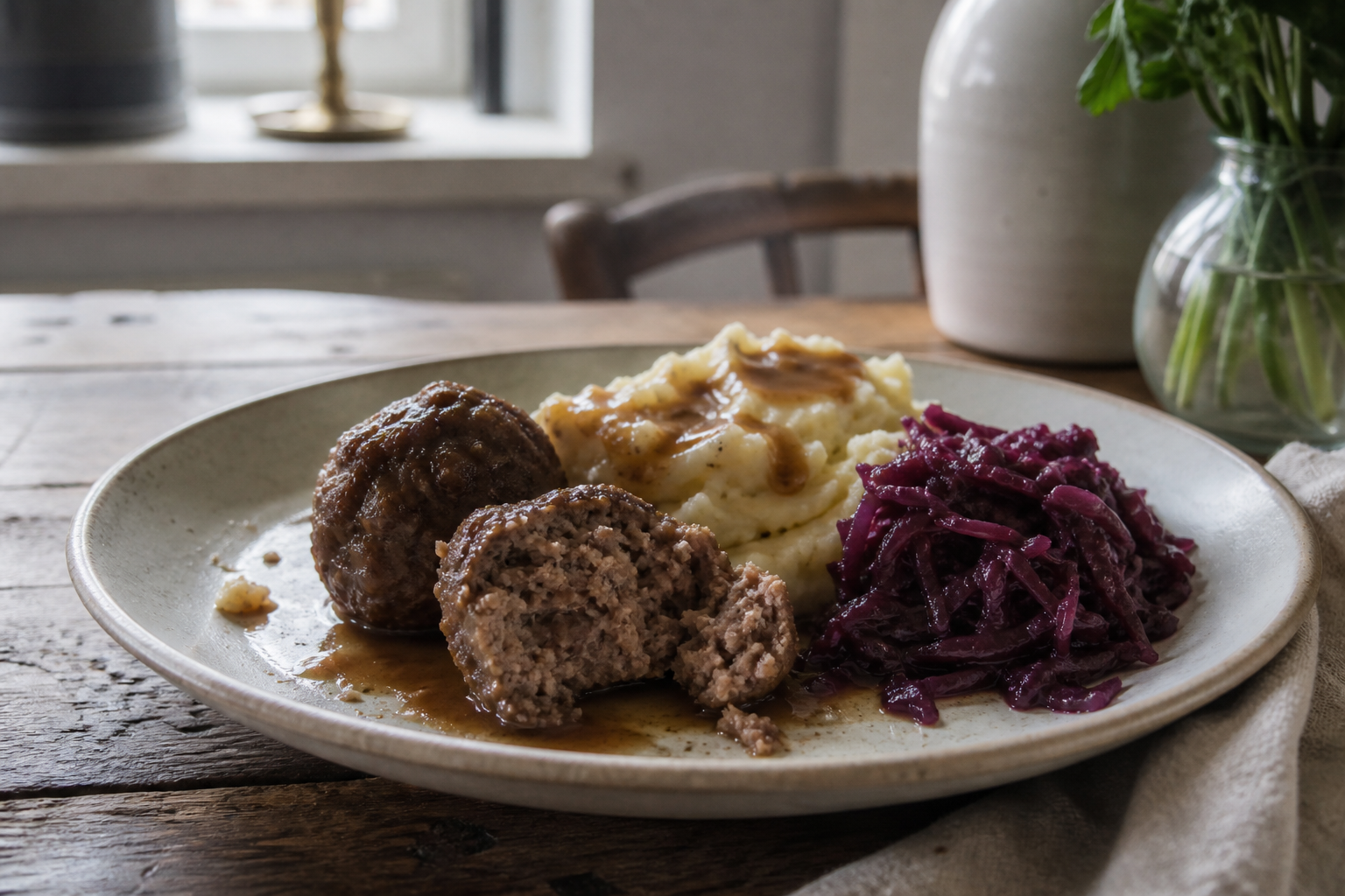 Sappige rundergehaktballen in jus