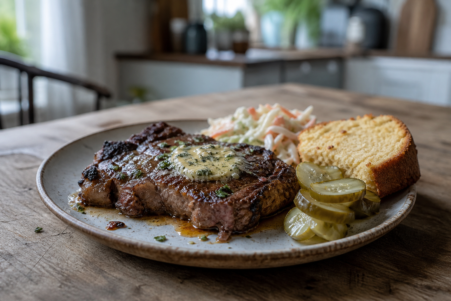 Gebraden rib-eye uit de oven met knoflookboter
