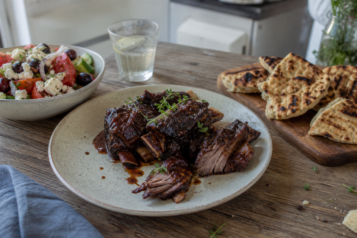 Langzaam gegaarde short rib in rode wijn