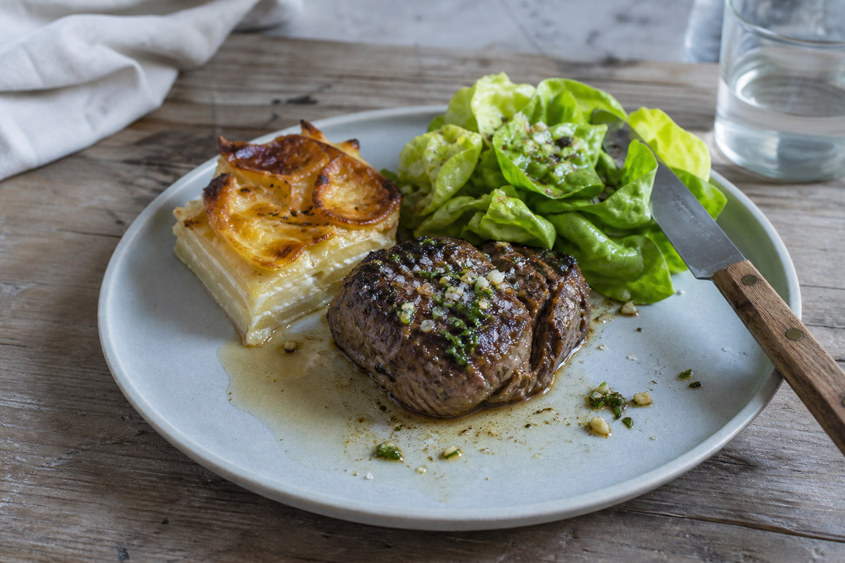 Tournedos uit de pan met knoflookboter