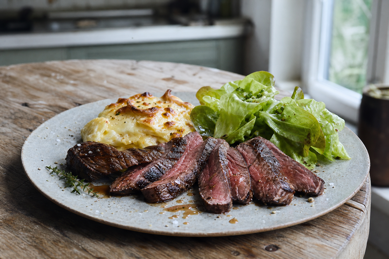 Reverse sear flat iron van de BBQ