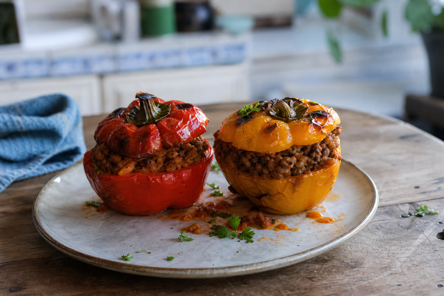 Gevulde paprika's uit de oven
