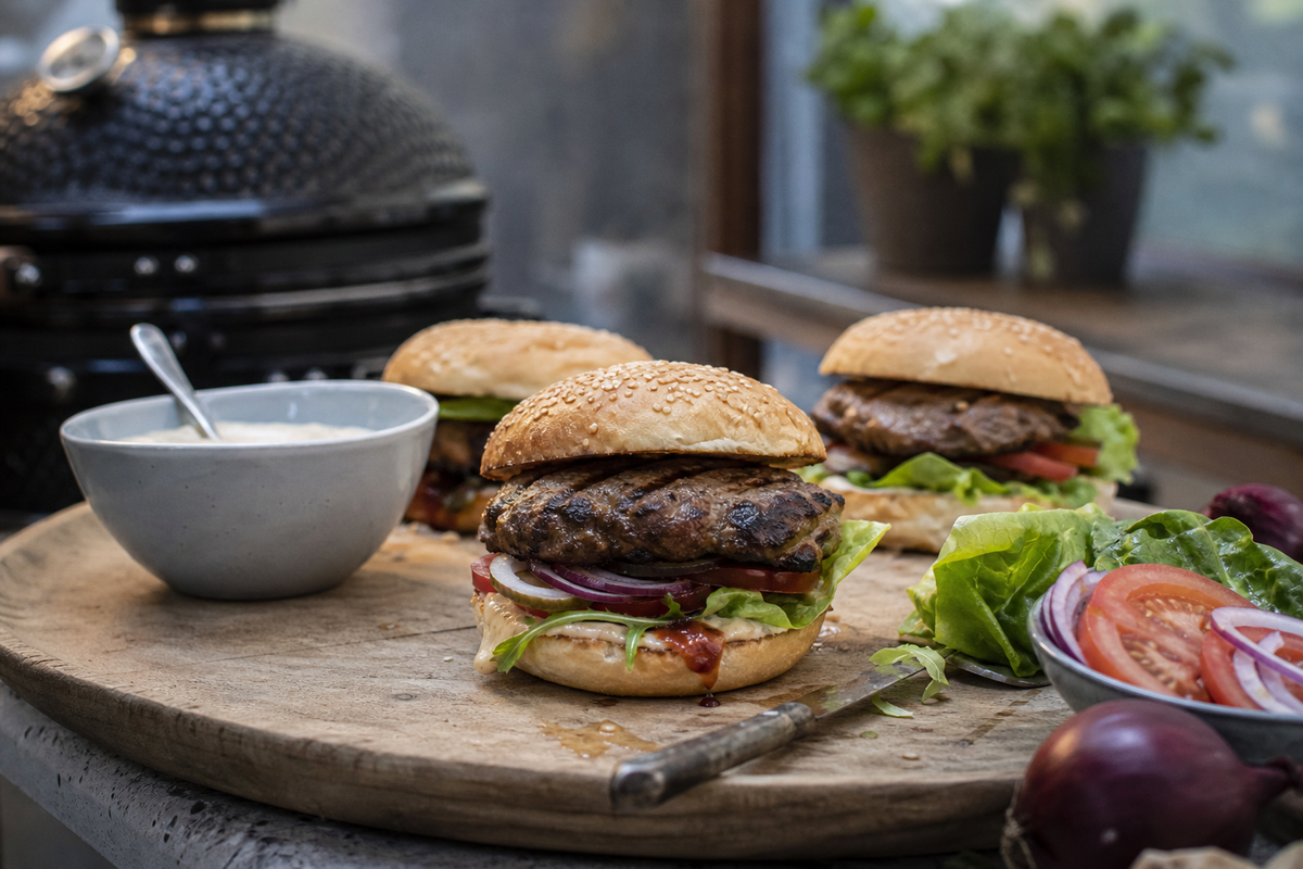 Hamburger van de BBQ: sappig en door en door gaar