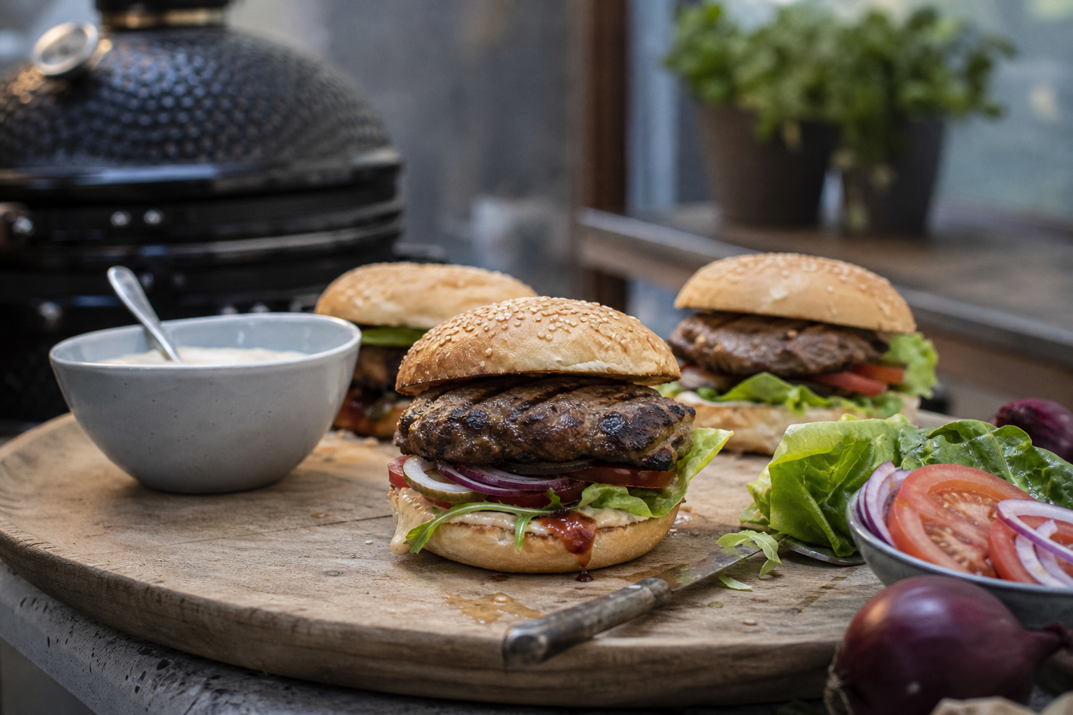 Hamburger van de BBQ: sappig en door en door gaar