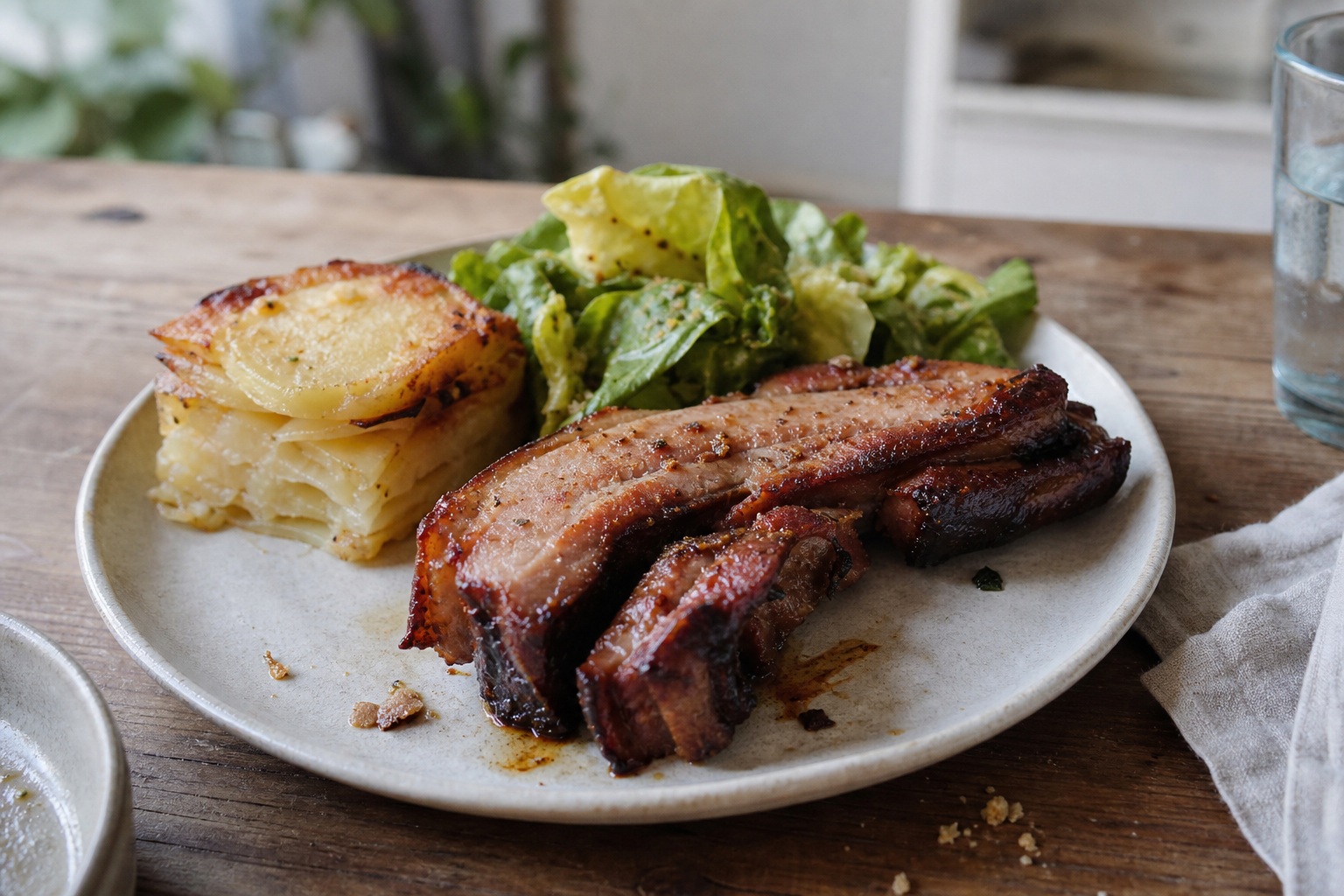 Langzaam gegaarde Iberico buikspek van de BBQ