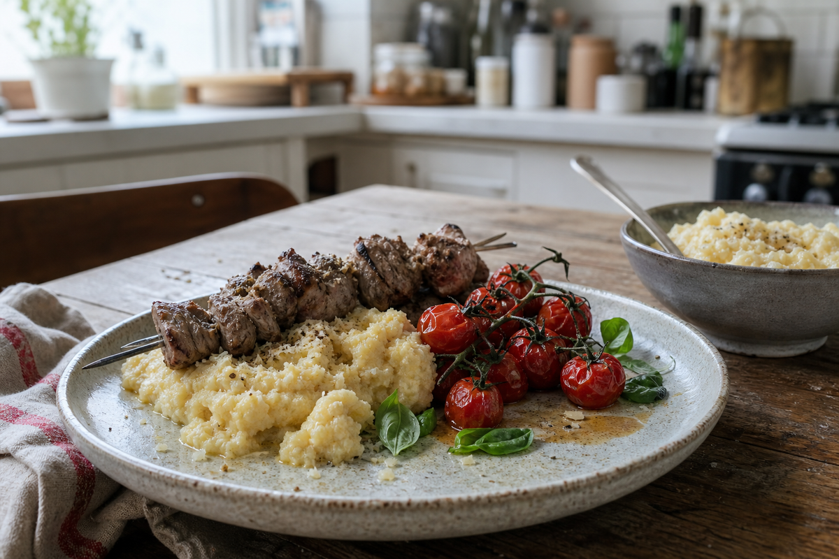 Spiesjes van kalfshaas van de grill