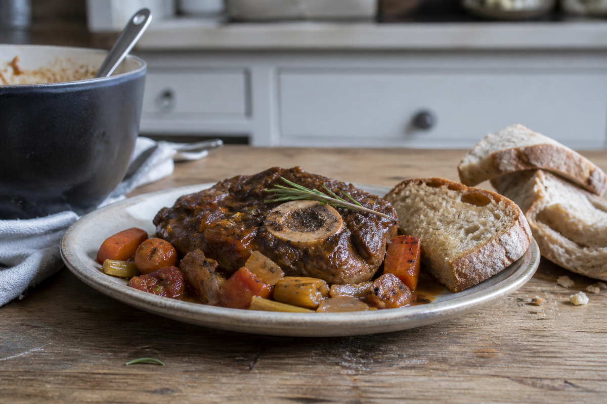 Ossobuco uit de oven met rozemarijn en groenten