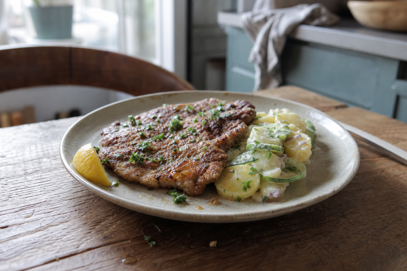 Kalfs schnitzel met citroen en peterselie