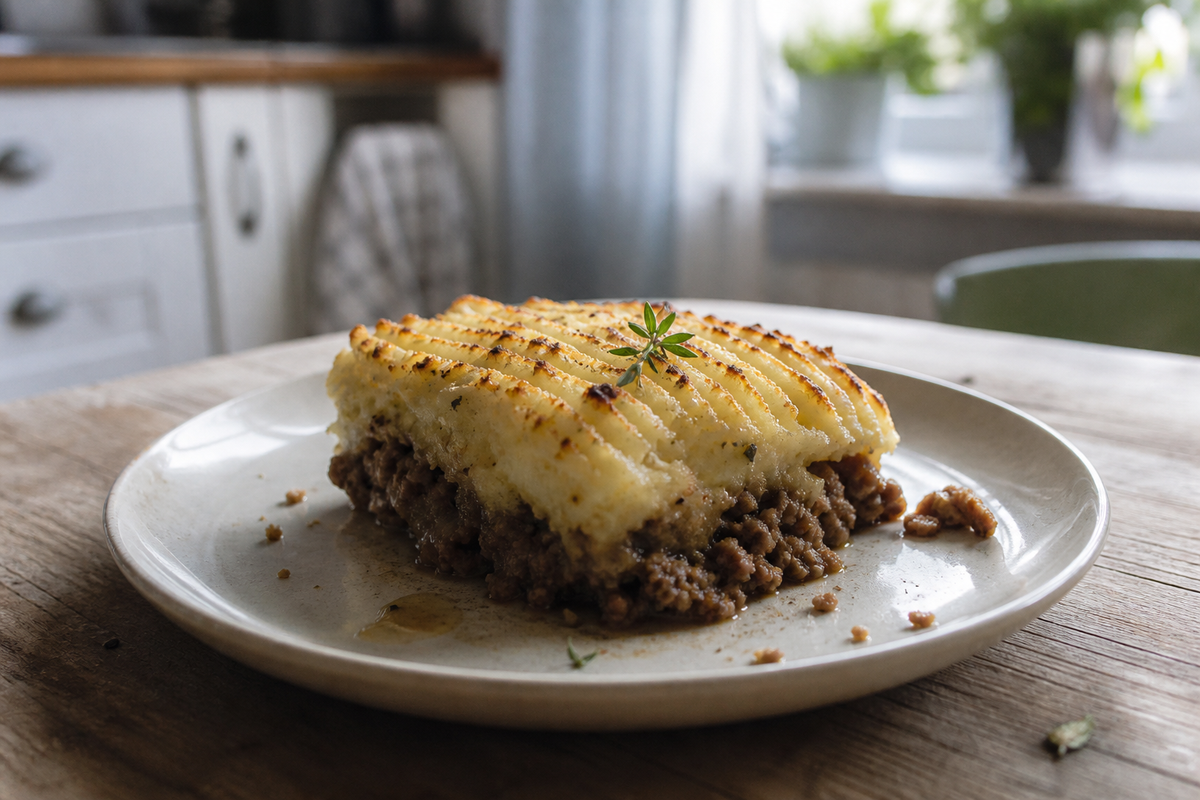 Ovenschotel met kalfsgehakt en aardappelpuree