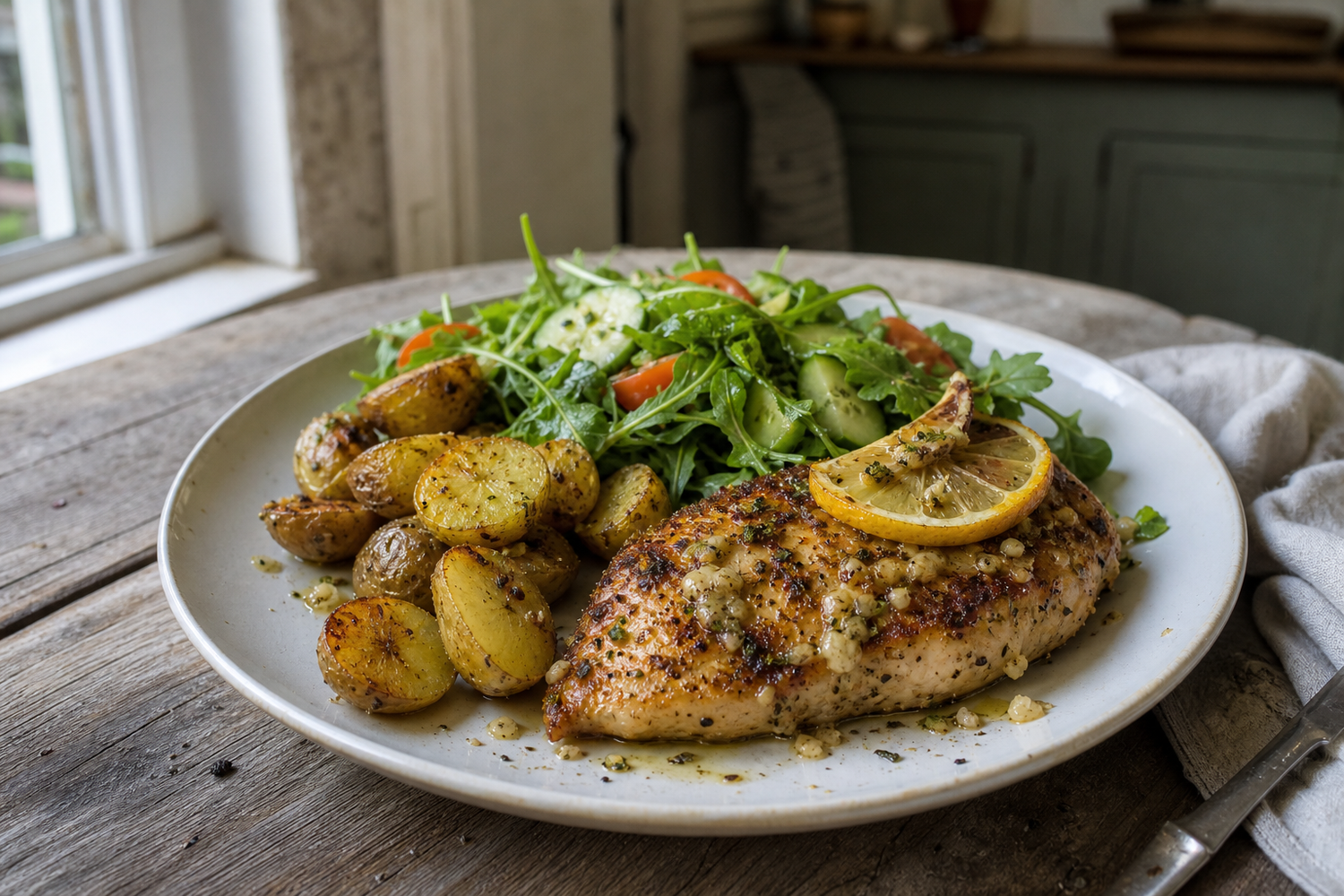 Kipfilet uit de oven met knoflook en citroen