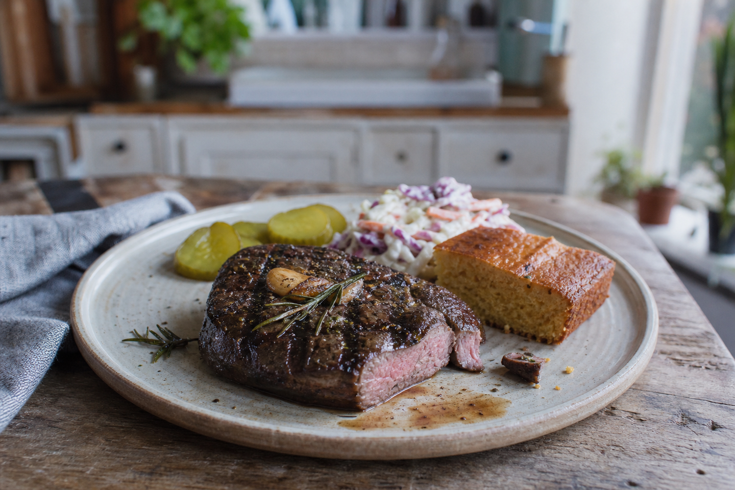 Gegrilde kogelbiefstuk met knoflook en rozemarijn