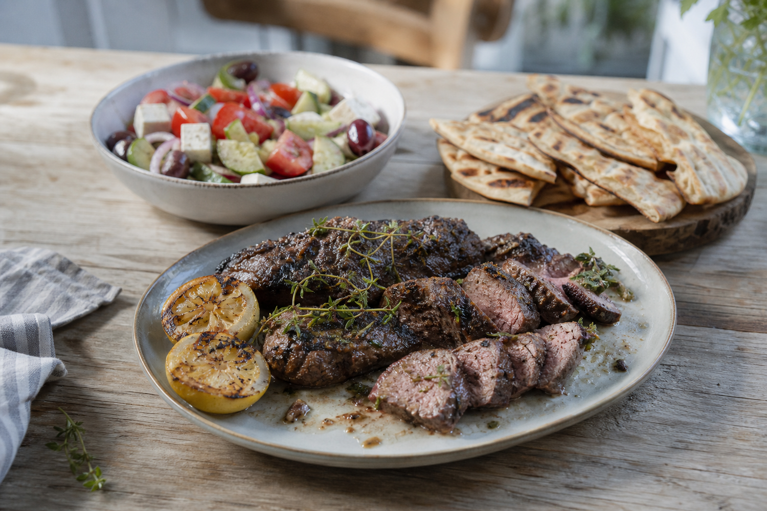 Gegrilde lamshaas met citroen en tijm van de BBQ