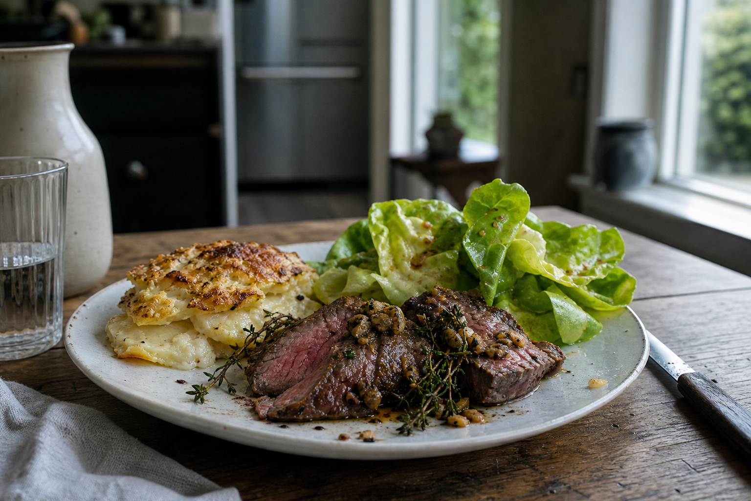 Reverse sear met knoflook en tijm