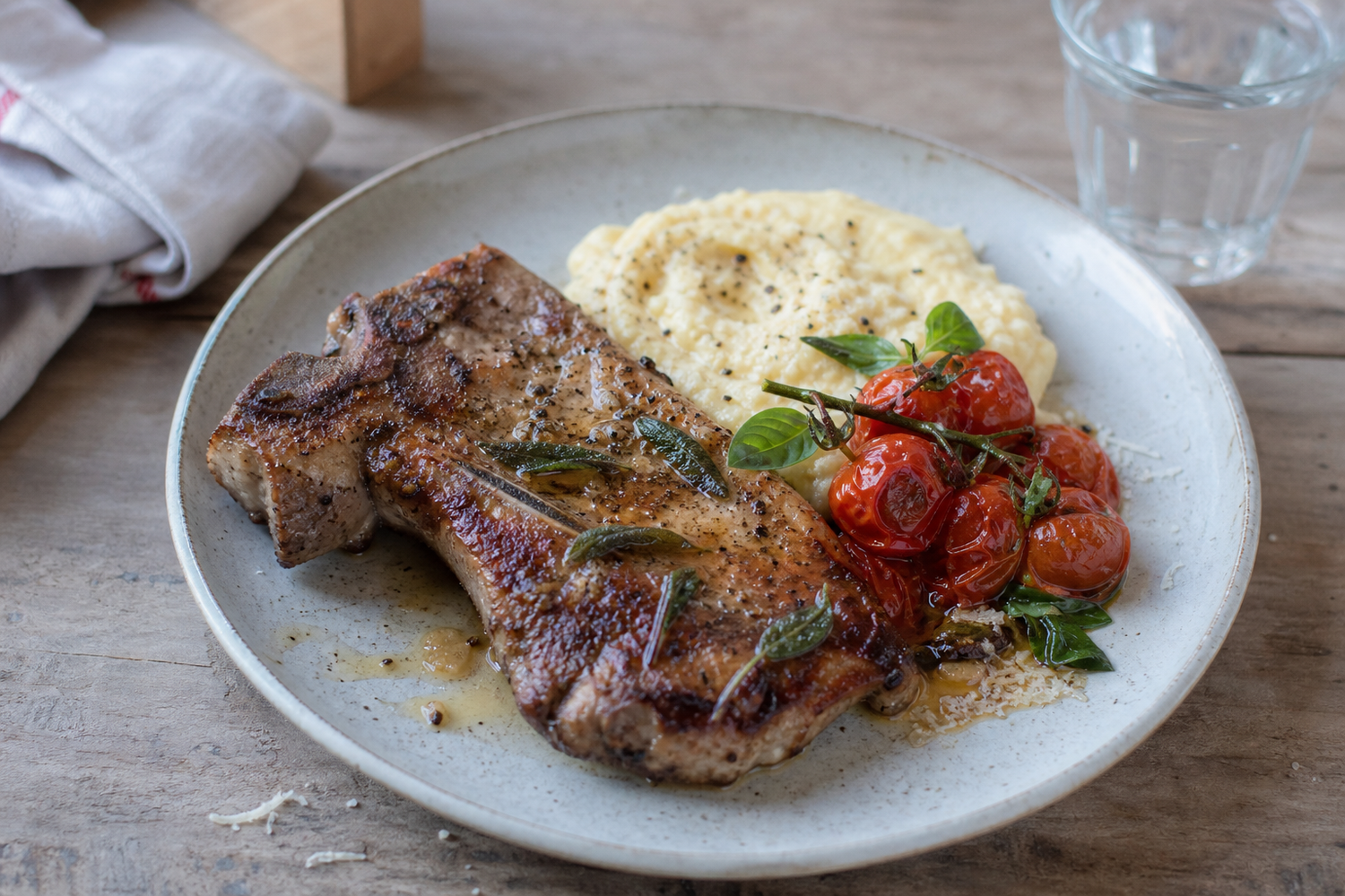 Ribkarbonade uit de pan met salieboter