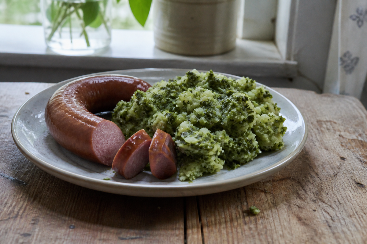 Rookworst met stamppot boerenkool