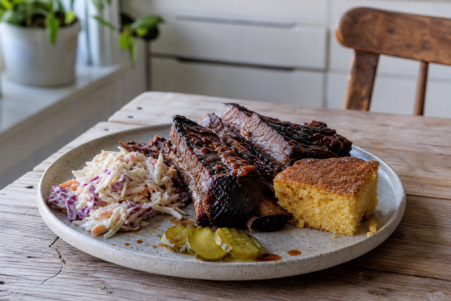 Short rib van de BBQ met rook en lak