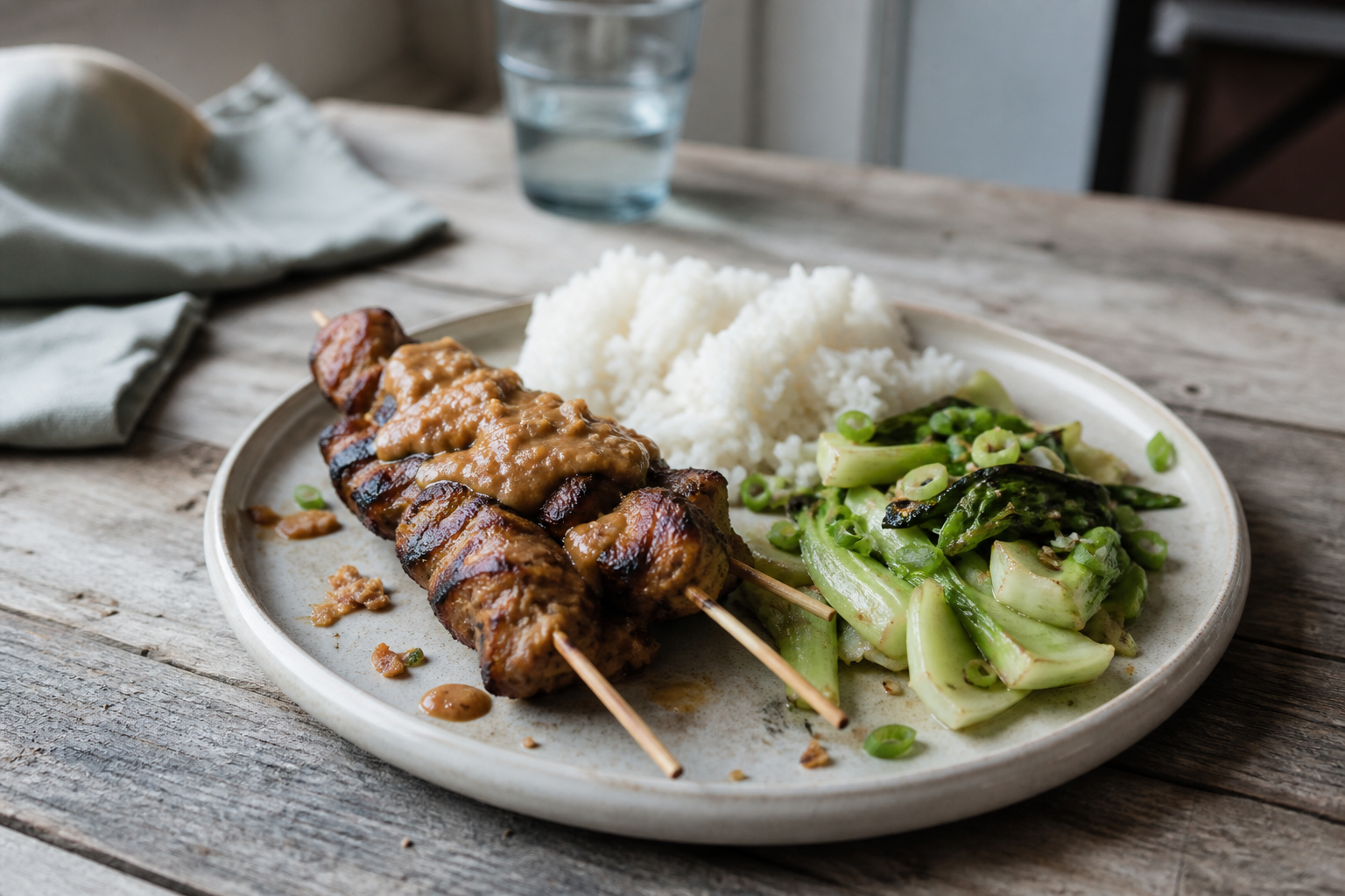 Saté van de BBQ met pindasaus