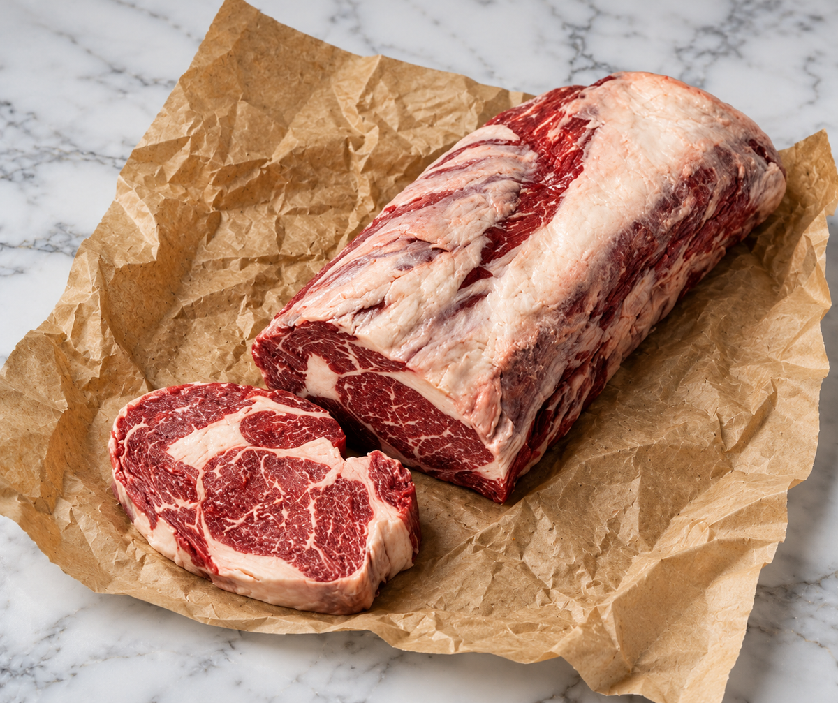 Fat Angus rib-eye heel