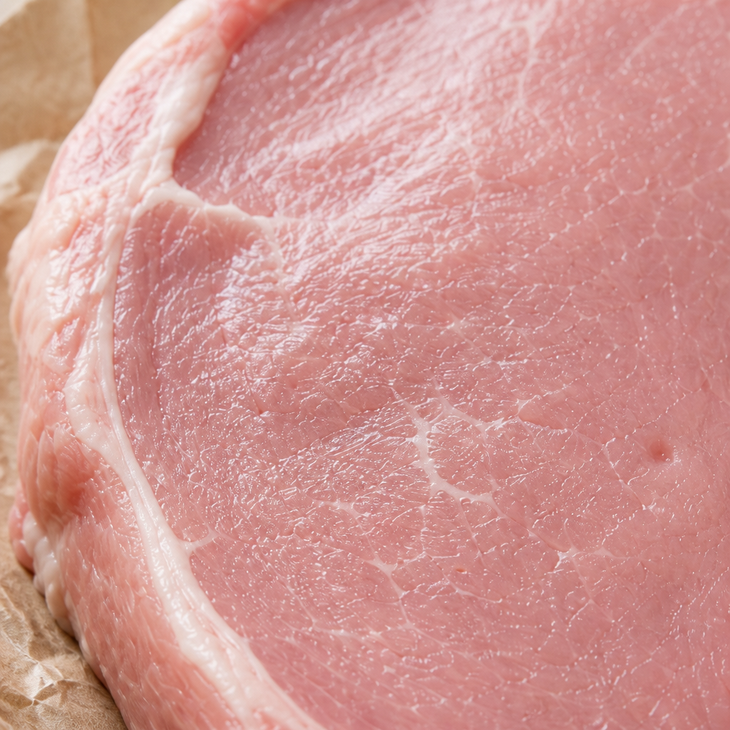 Close-up van rauwe kalfs rib-eye met fijne vetdooradering op bakpapier